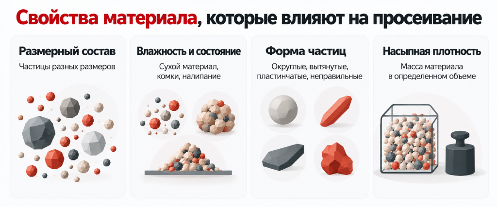 Свойства сыпучего материала, которые учитывают при просеивании